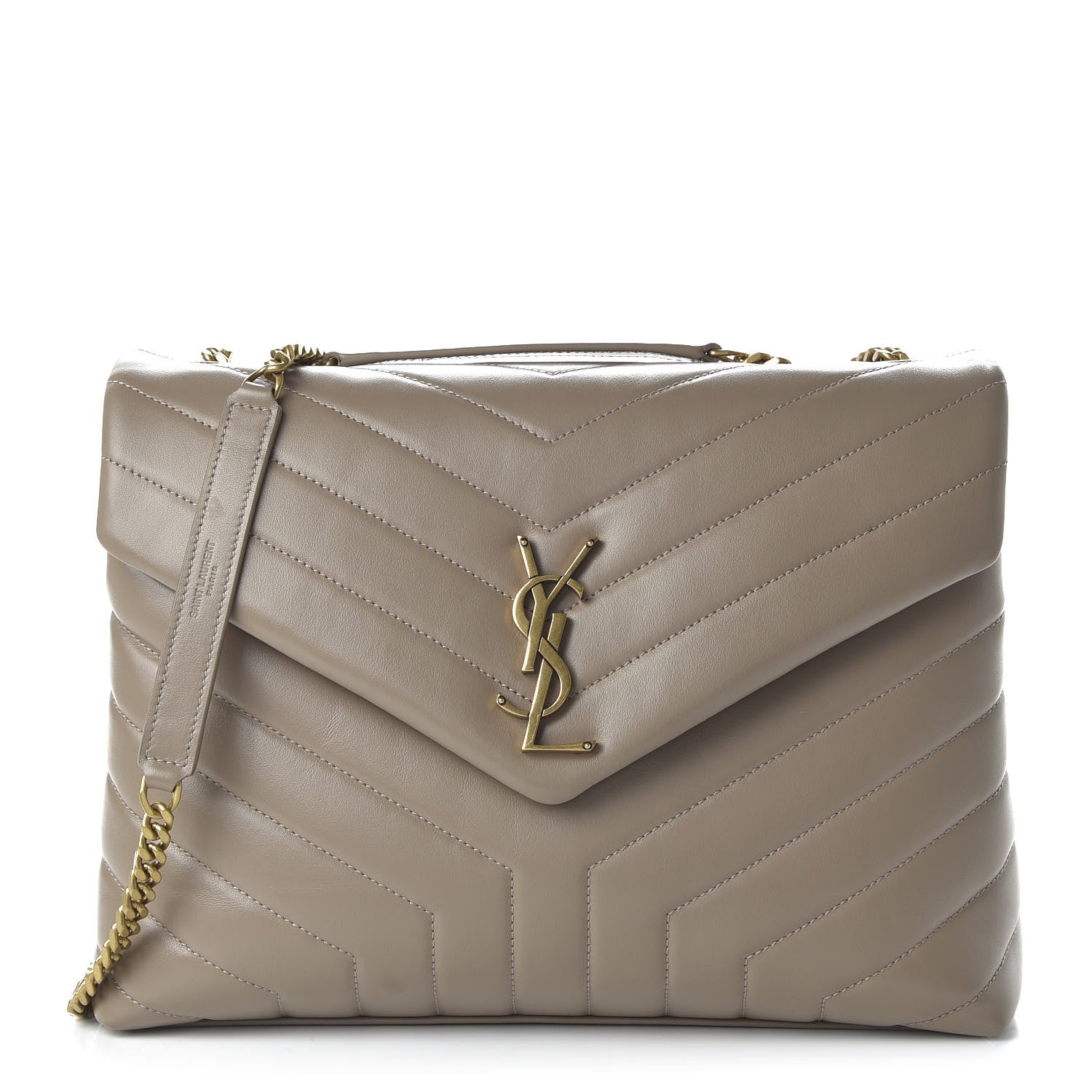 Saint Laurent Calfskin Y Quilted Monogram Medium Loulou Chain Satchel Dark Beige 1 of 9