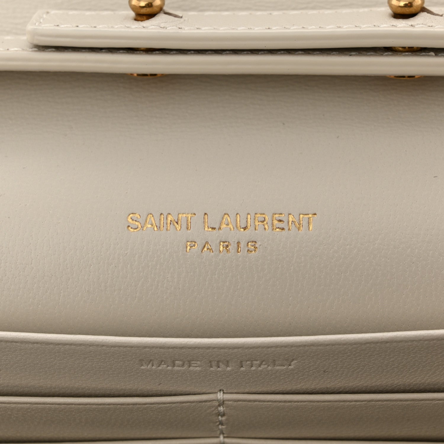 Saint Laurent Smooth Calfskin Tri-Metal Cassandre Wallet On Chain WOC Crema Soft 6 of 10