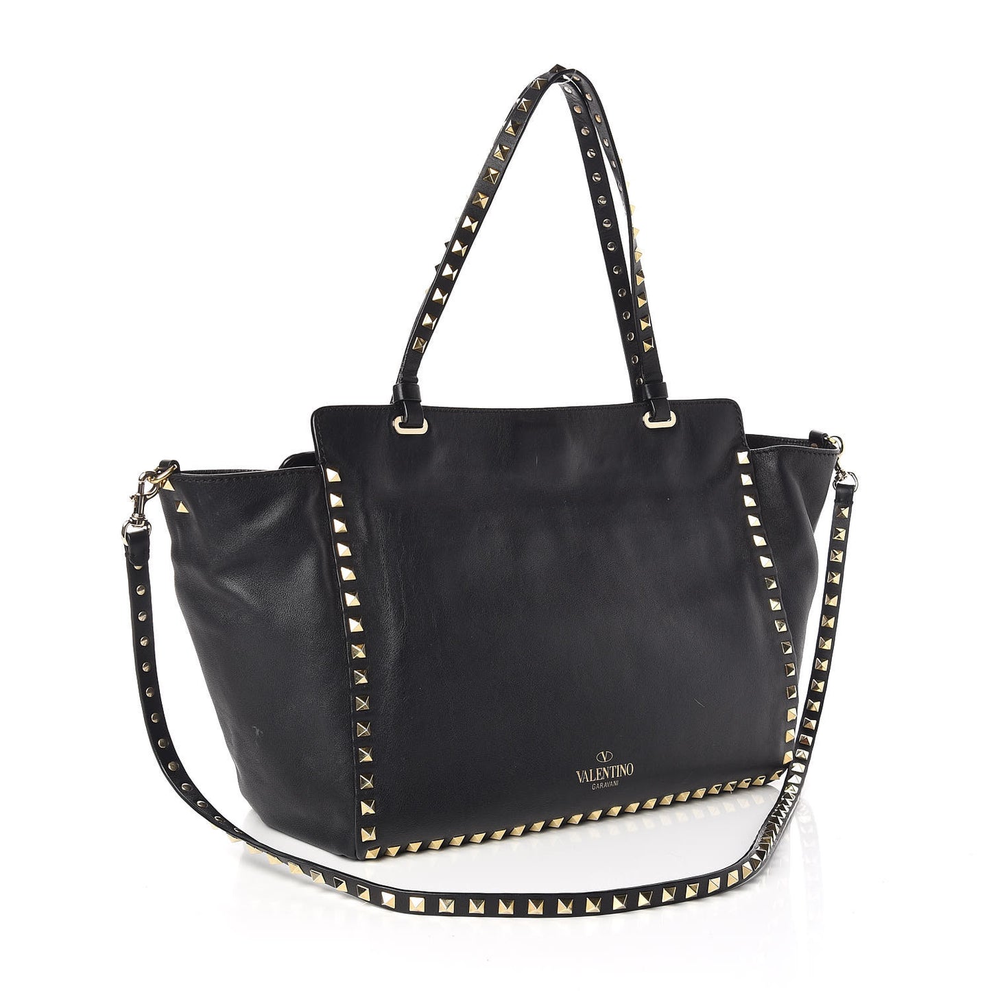 Vitello Medium Rockstud Tote Black
