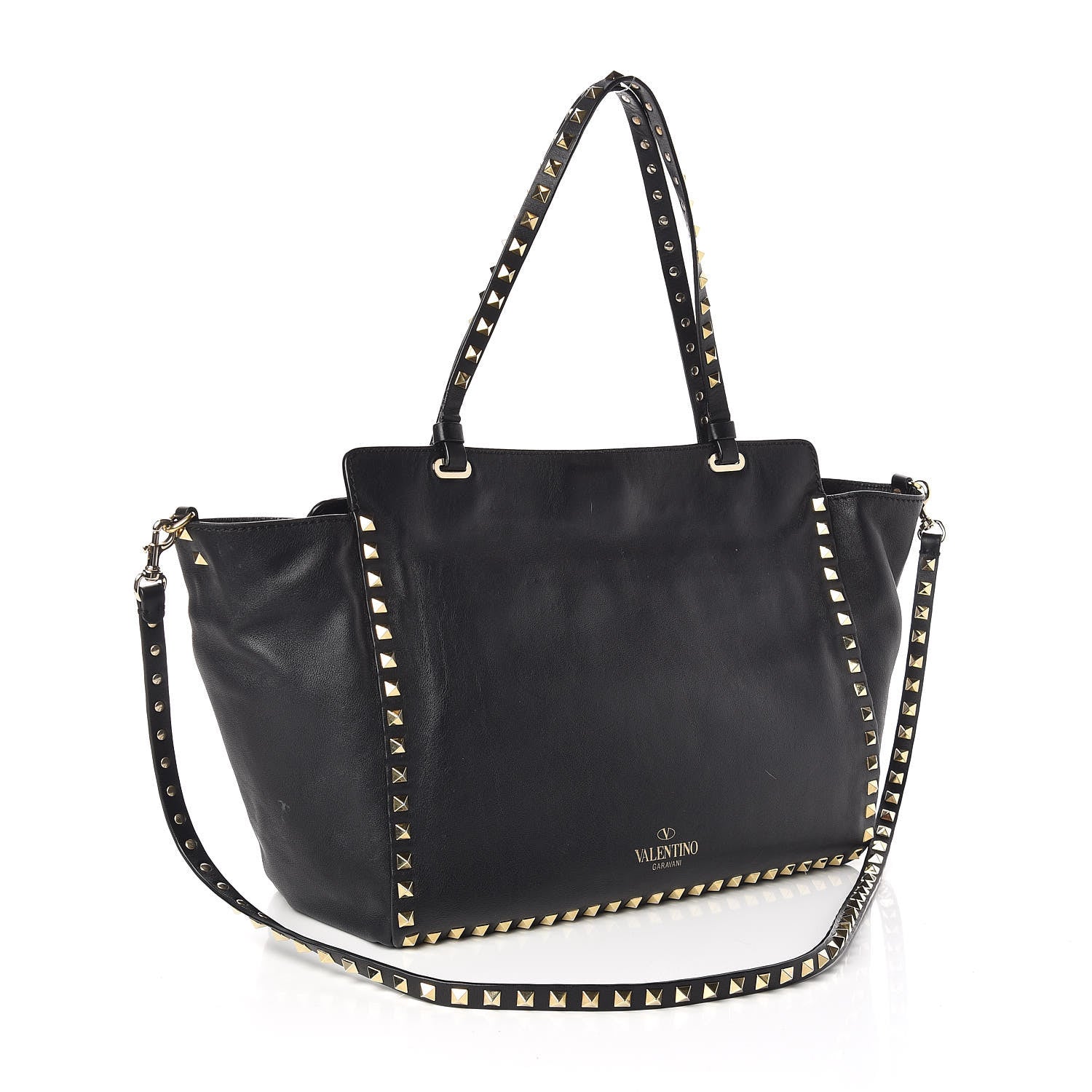 Valentino Garavani Vitello Medium Rockstud Tote Black 3 of 8