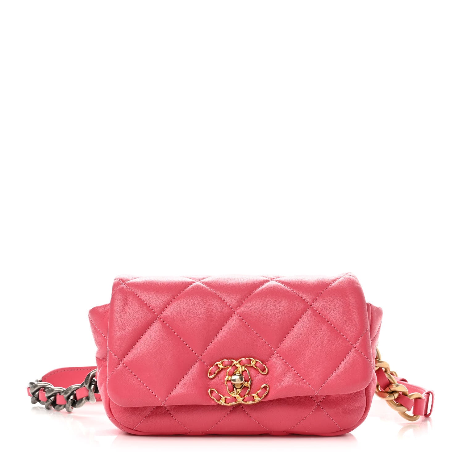 Chanel Lambskin Quilted Chanel 19 Waist Bag Pink 1 of 9