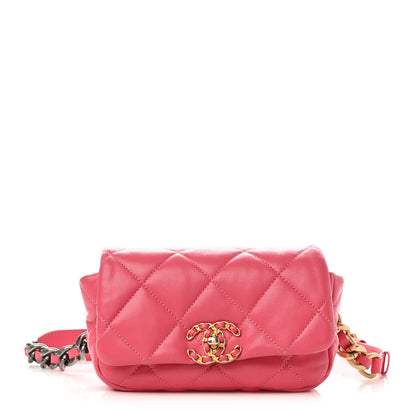 Chanel Lambskin Quilted Chanel 19 Waist Bag Pink 1 of 9
