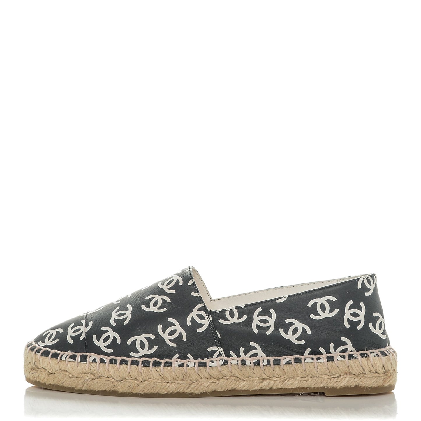 Lambskin Printed CC Espadrilles 38 Black White