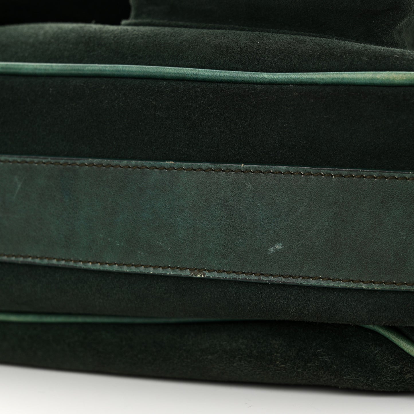 Suede Calfskin Medium Gaucho Double Saddle Green