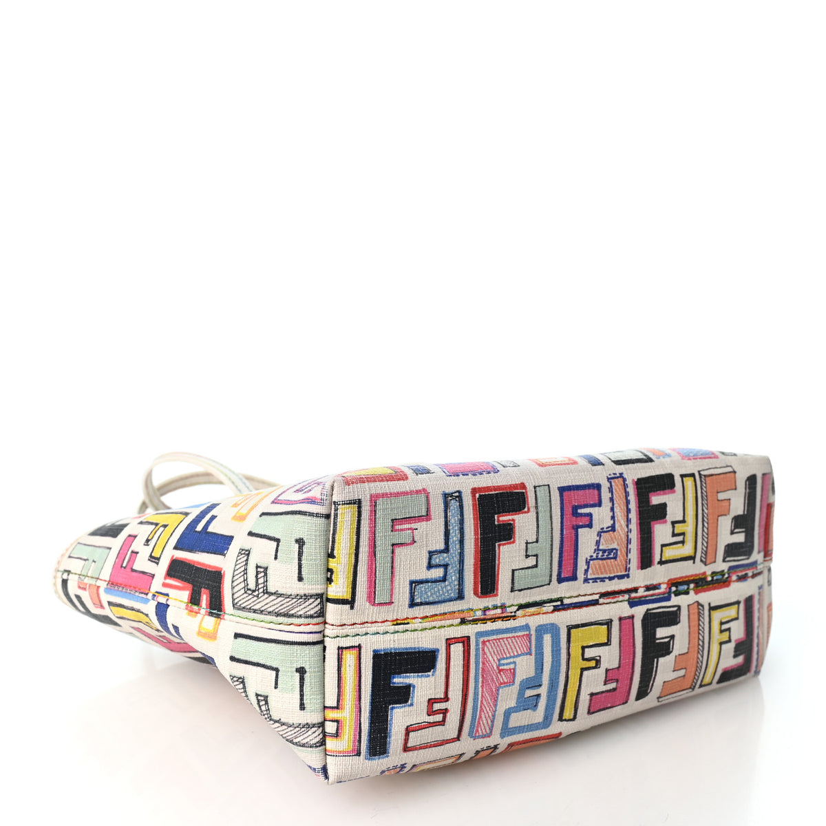 Fendi Zucca Spalmati Vitello FF Multicolor Mini Roll Tote White Multicolor 4 of 12
