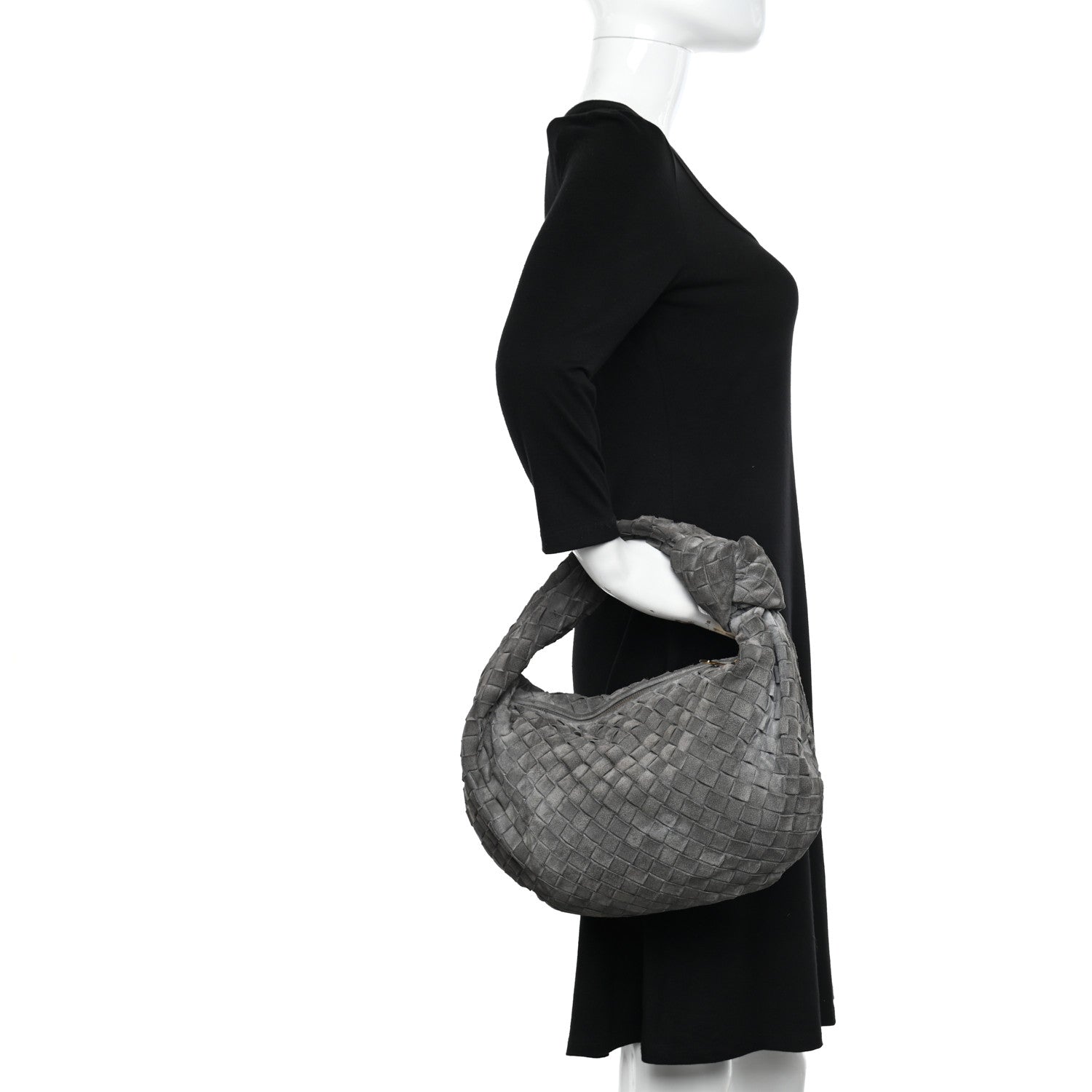 Bottega Veneta Suede Calfskin Intrecciato Teen Jodie Hobo Thunder 2 of 12