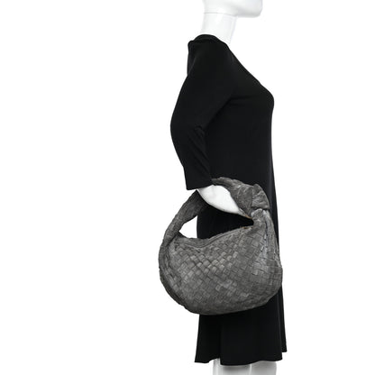 Bottega Veneta Suede Calfskin Intrecciato Teen Jodie Hobo Thunder 2 of 12