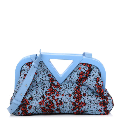 Bottega Veneta Textured Fabric Medium The Point Triangle Bag Red Blue 1 of 9