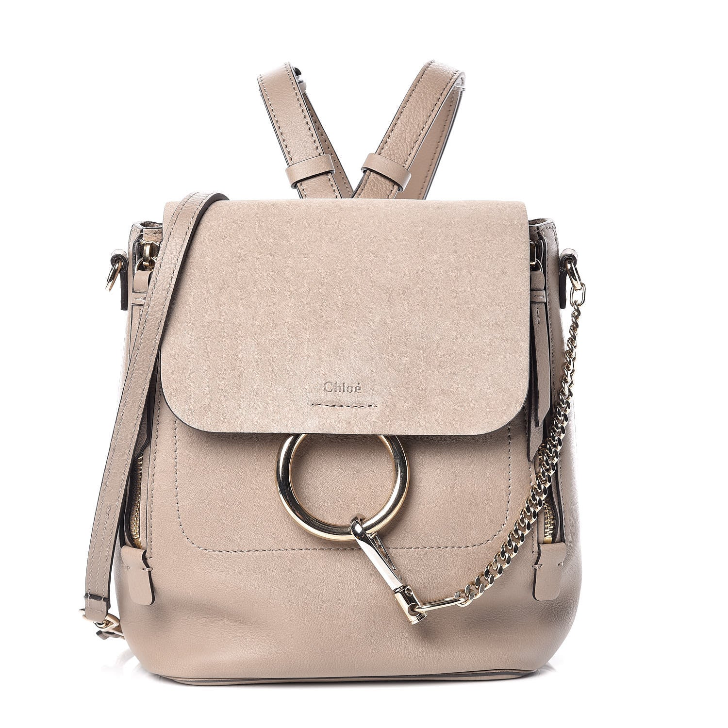 Chloe Suede Calfskin Small Faye Backpack Motty Grey 1 of 9