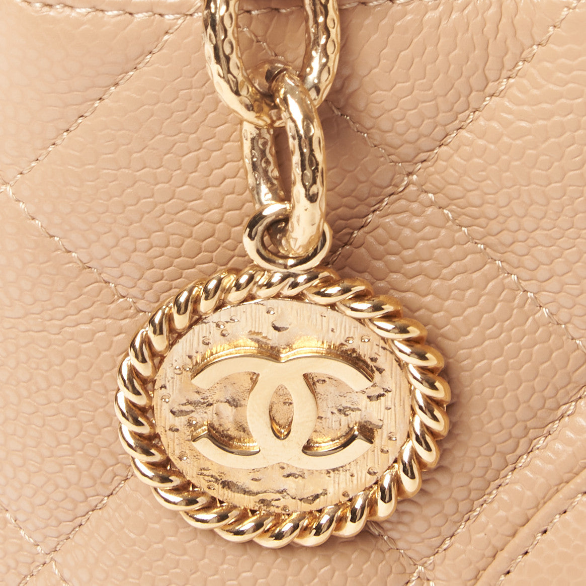 Caviar Quilted Medallion Tote Beige