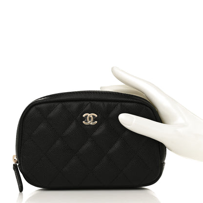 Chanel Caviar Quilted Small Curvy Pouch Cosmetic Case Black 2 of 9