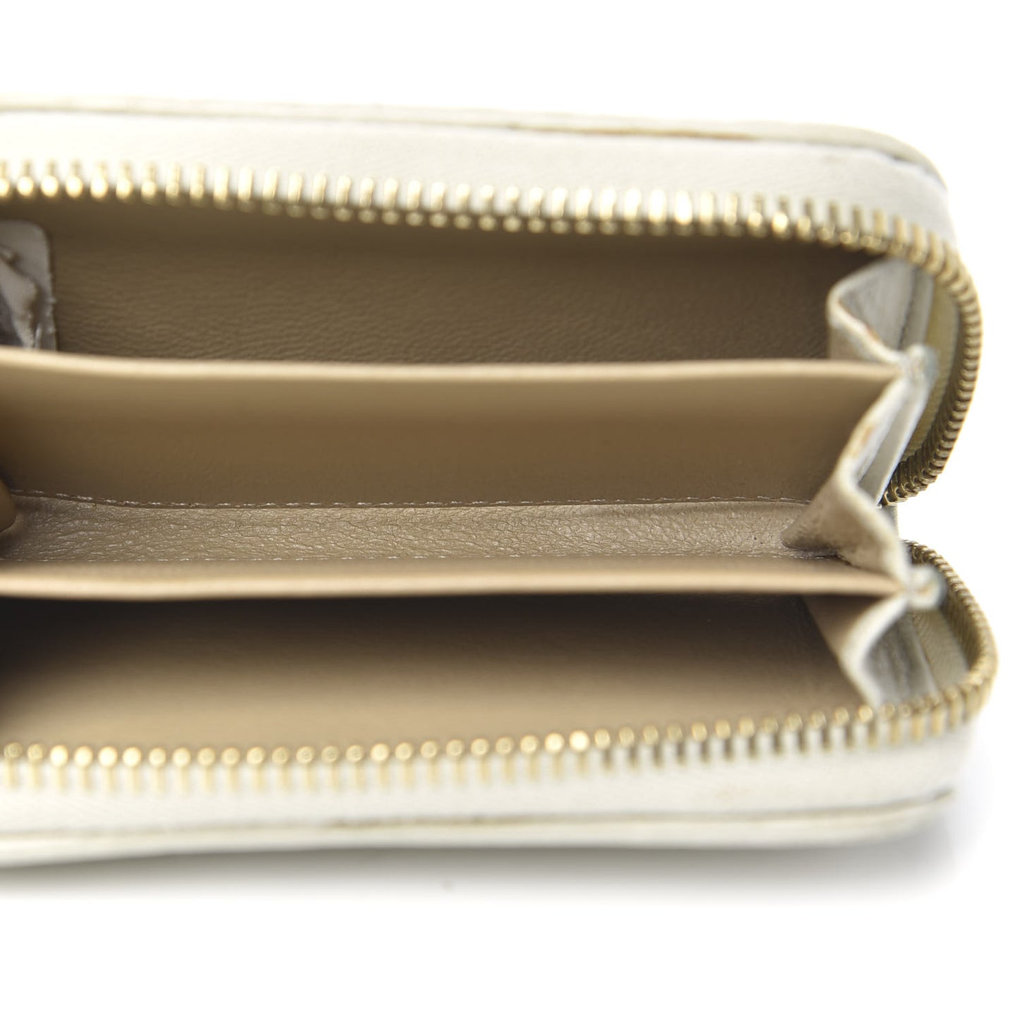Nappa Intrecciato Zip Around Coin Purse Cream
