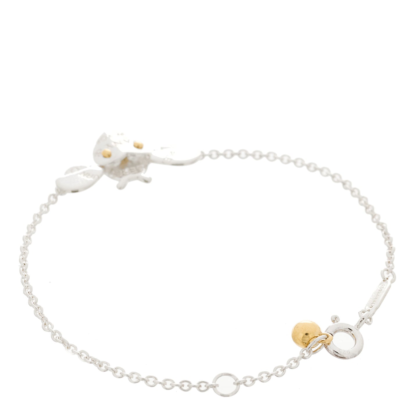 Sterling Silver 18K Rose Gold Return to Tiffany Love Bugs Butterfly Chain Bracelet