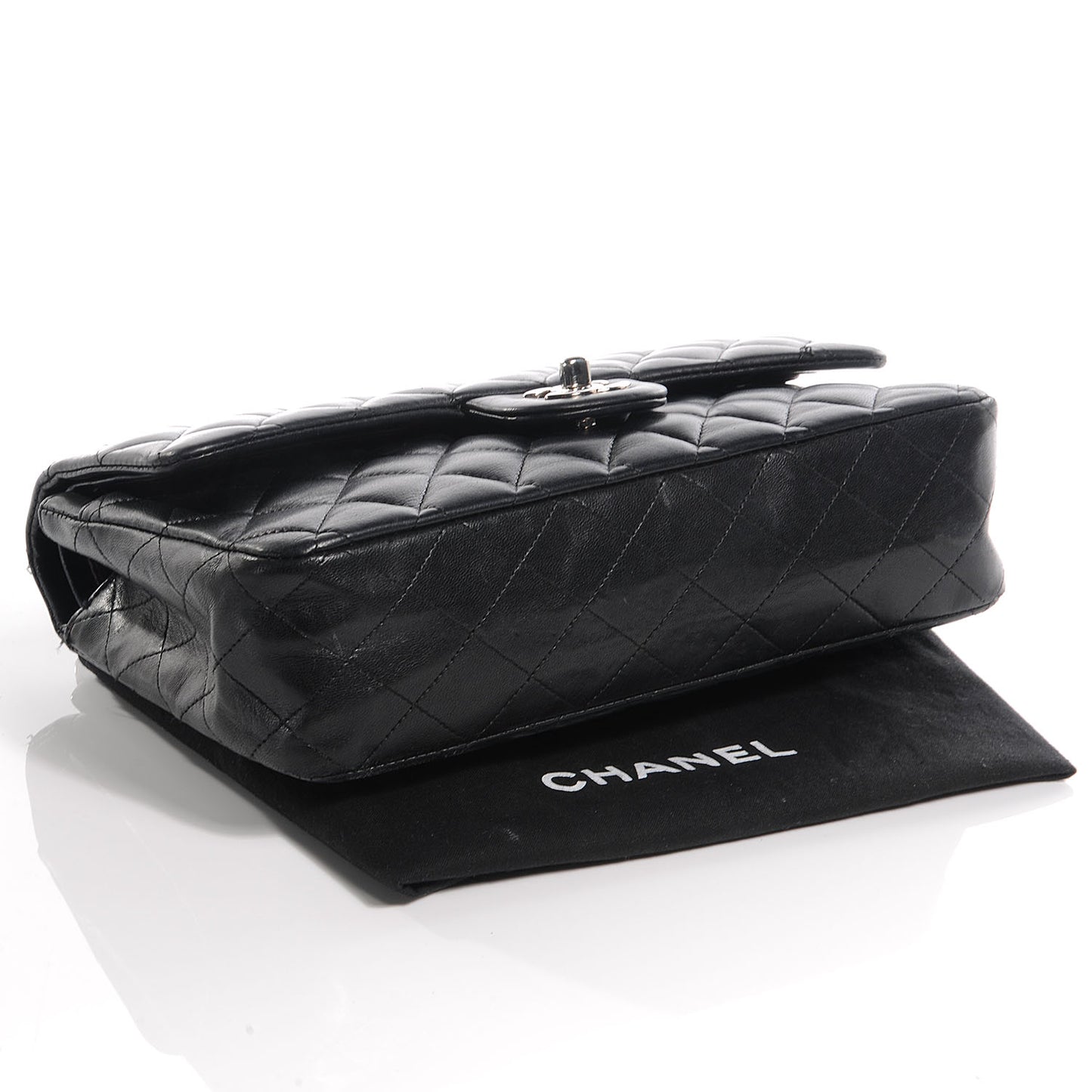 Lambskin Medium Double Flap Black