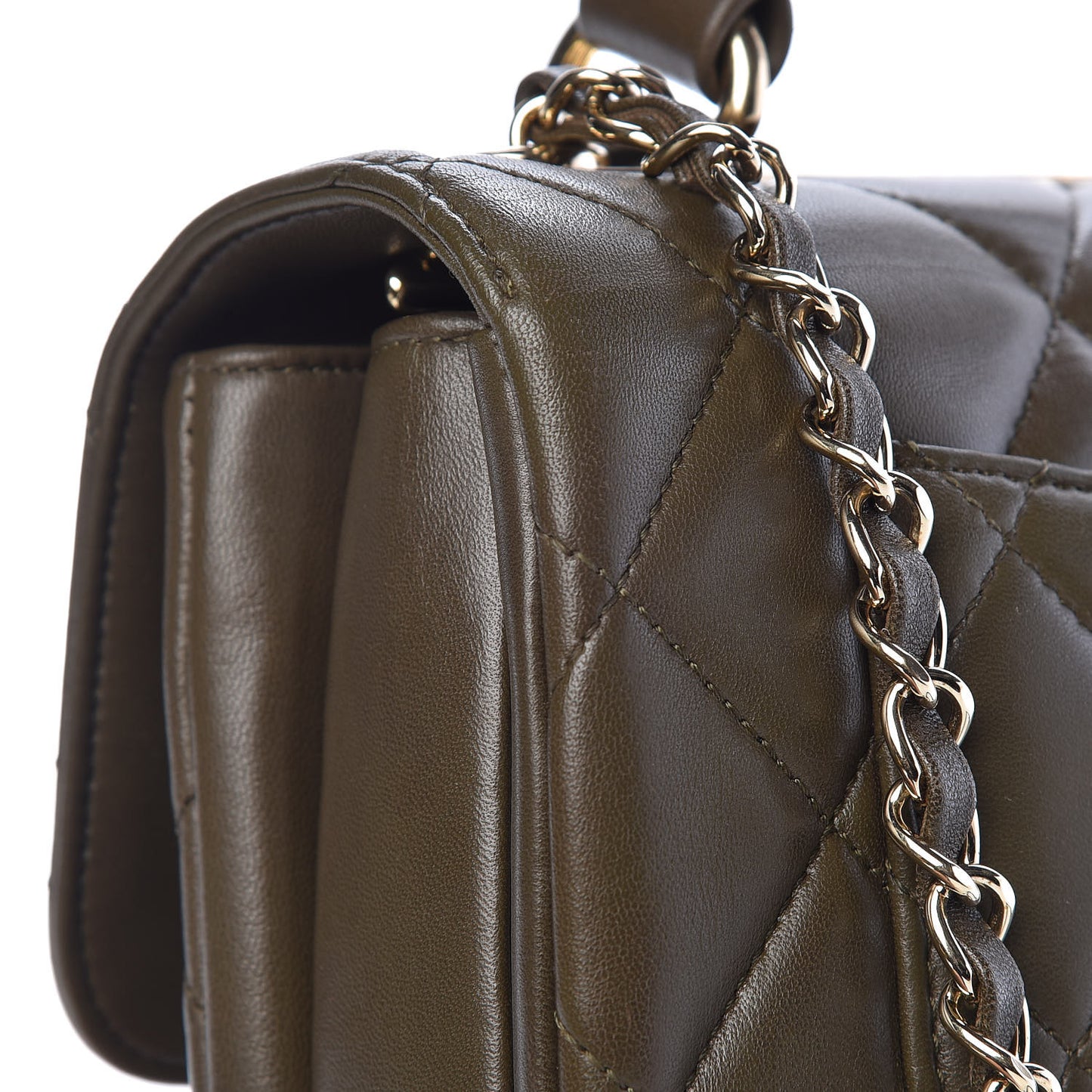 Lambskin Quilted Small Trendy CC Dual Handle Flap Bag Khaki