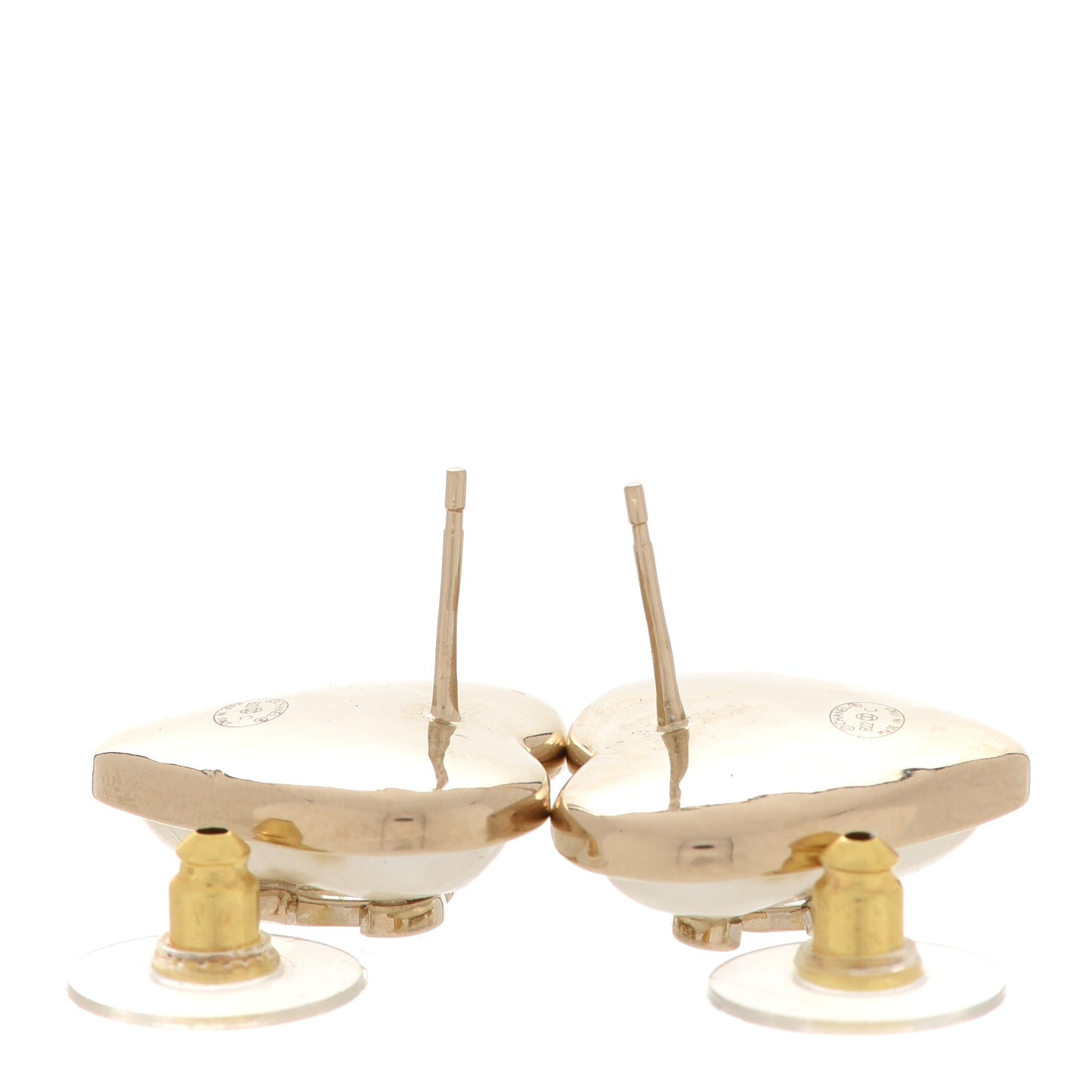 Pearl CC Heart Earrings Gold