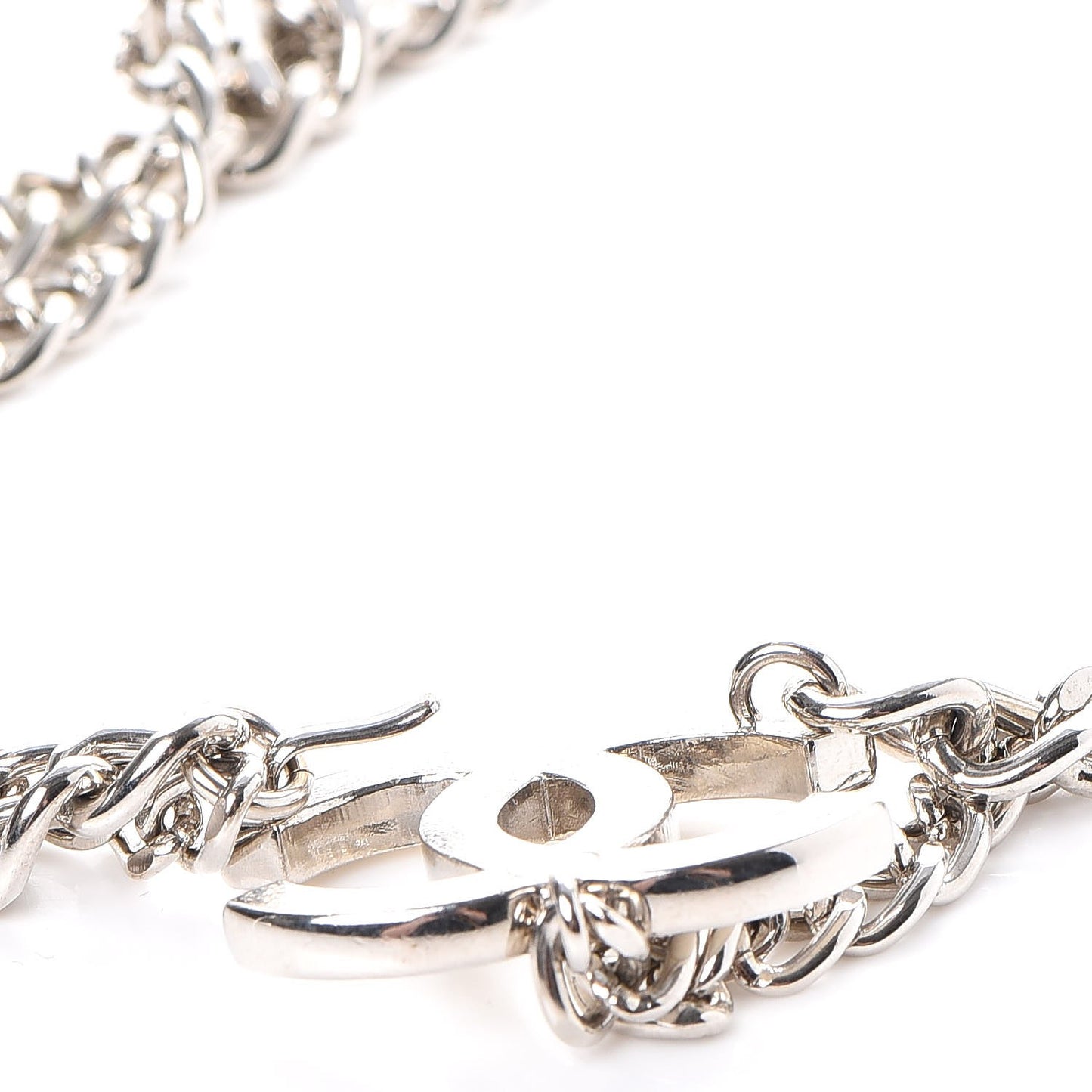 Chain Enamel CC Belt White Silver