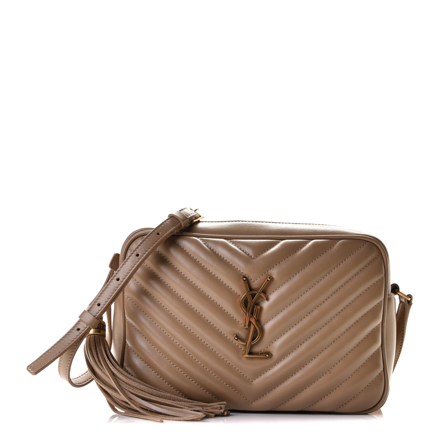 Saint Laurent Calfskin Matelasse Monogram Lou Camera Bag Dark Beige 1 of 9