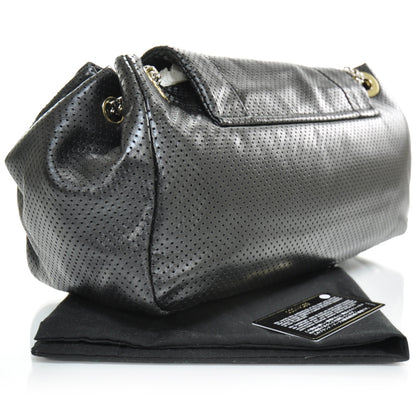 Chanel Metallic Calfskin Perforated Large Drill Accordion Flap Black 2 of 11