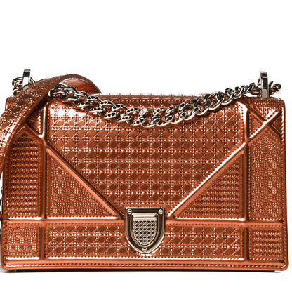Christian Dior Metallic Patent Micro-Cannage Medium Diorama Flap Bag Orange 6 of 12