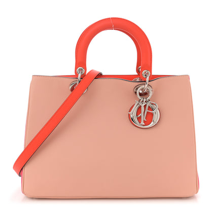 Christian Dior Smooth Calfskin Medium Tri-Color Diorissimo Tote Pink Fuchsia Orange 1 of 10