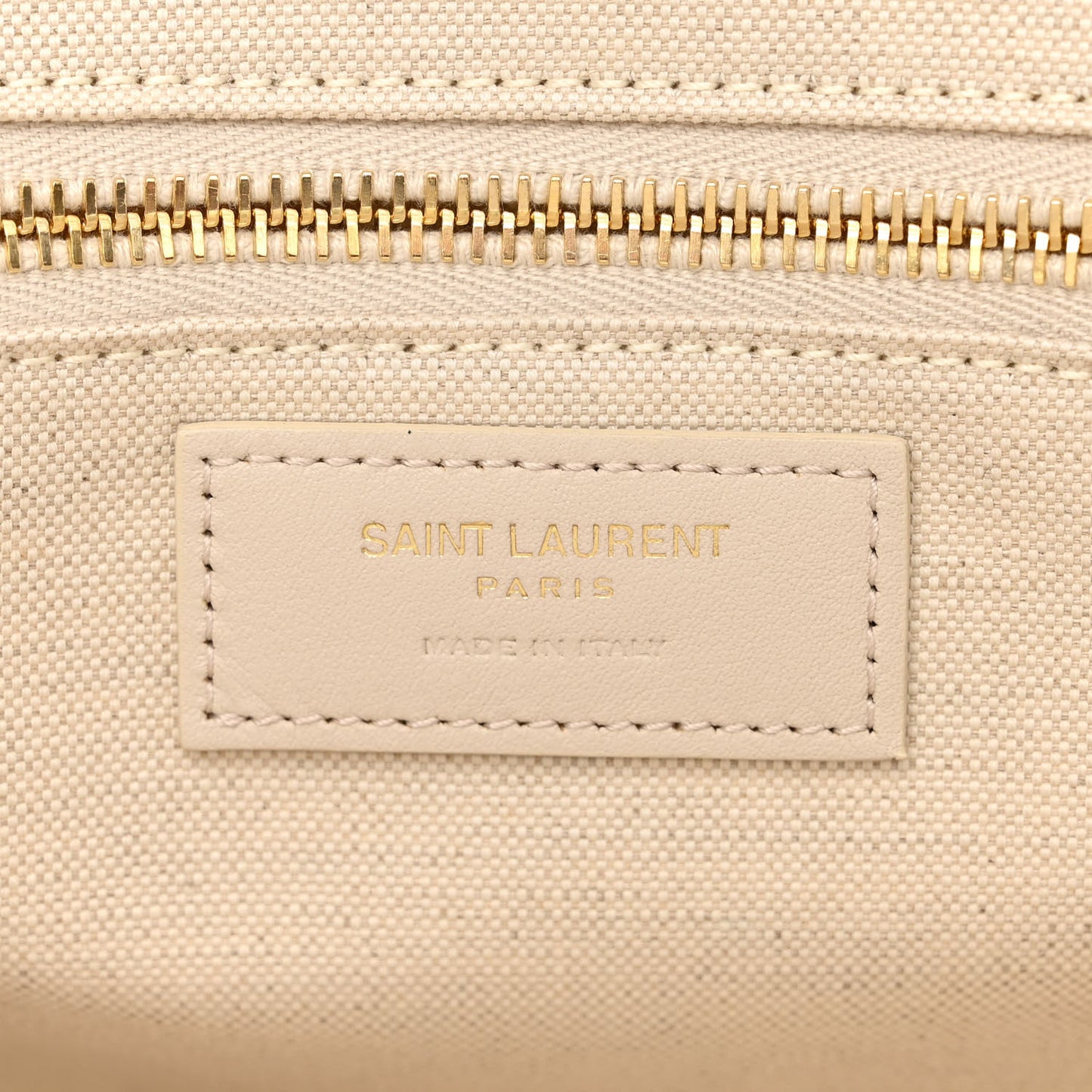 Cotton Linen Calfskin Striped Rive Gauche Tote Water Green