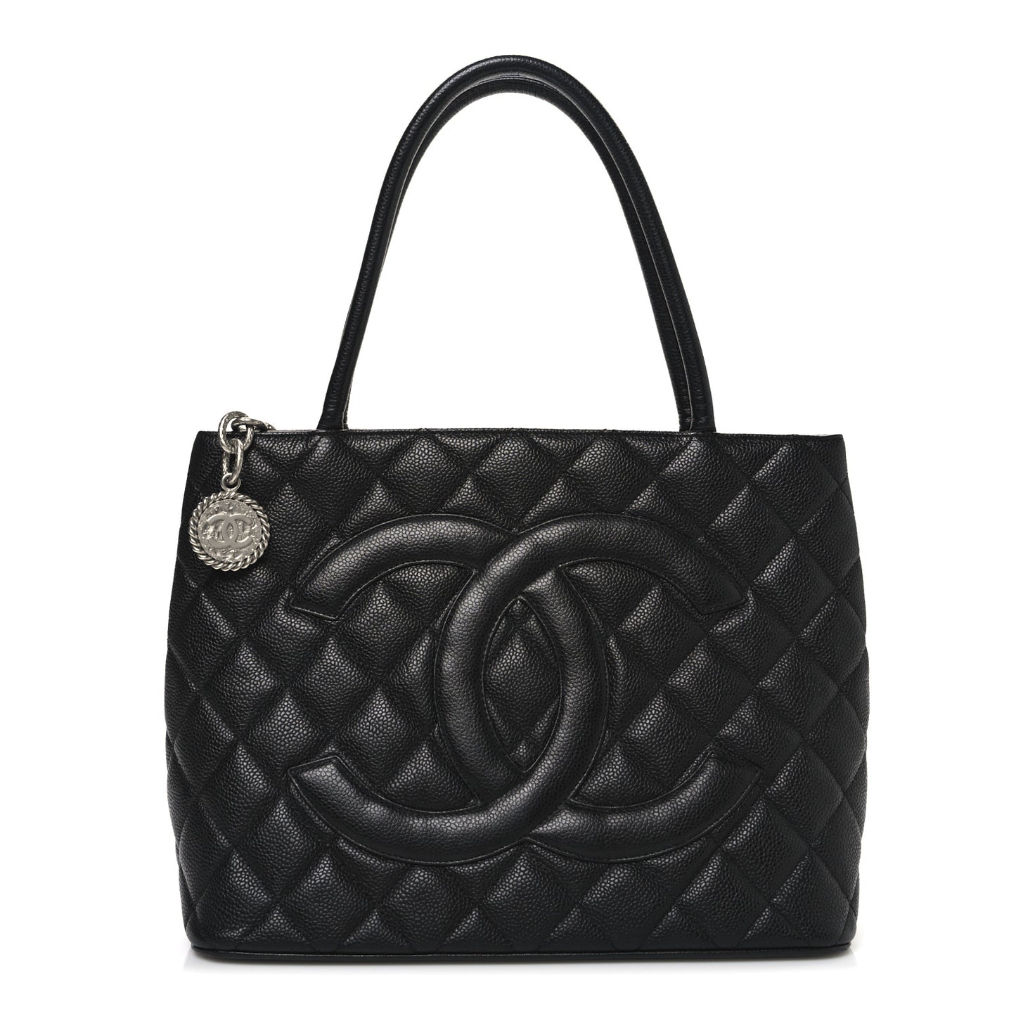 Caviar Quilted Medallion Tote  Black