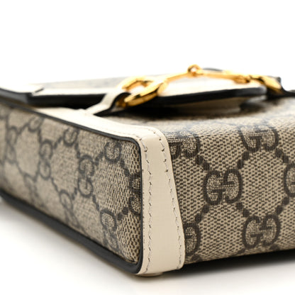 Gucci GG Supreme Monogram Azalea Calfskin Mini Horsebit 1955 Crossbody Bag Beige Ebony Mystic White 9 of 18