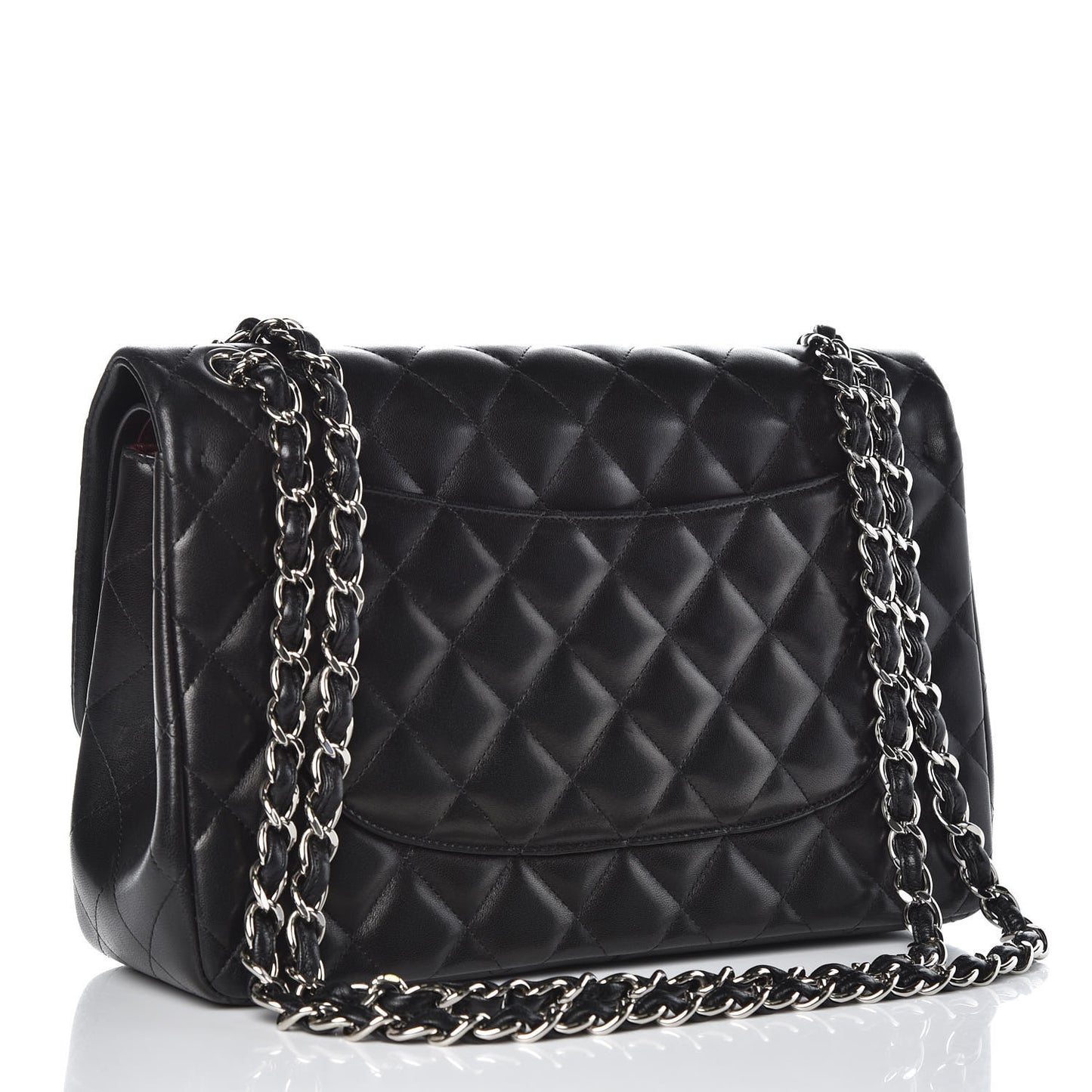 Lambskin Quilted Jumbo Double Flap Black