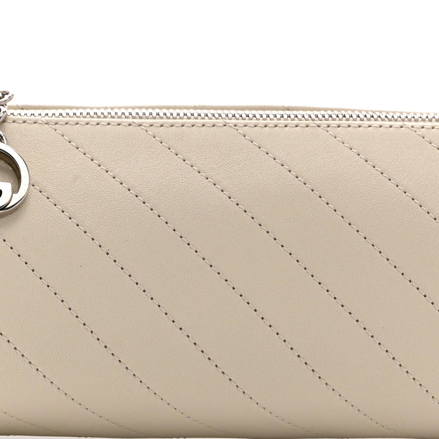 Sakai Be Green Calfskin Diagonal Stitched Mini Blondie Barrel Shoulder Bag Mystic White