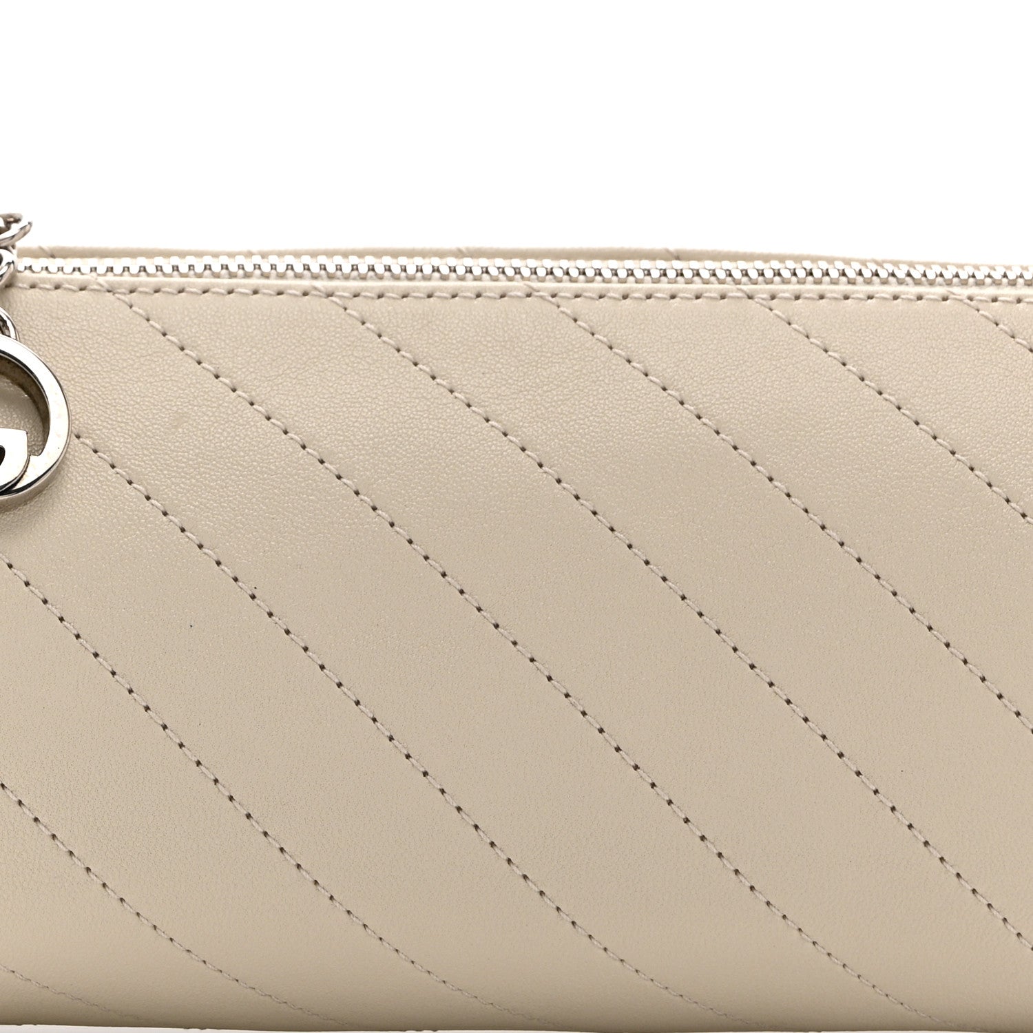 Gucci Sakai Be Green Calfskin Diagonal Stitched Mini Blondie Barrel Shoulder Bag Mystic White 8 of 11