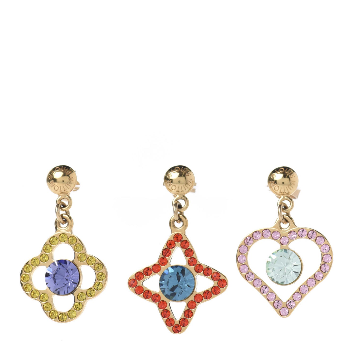 Crystal Eye Candy Fleur Heart Drop Earrings Multicolor