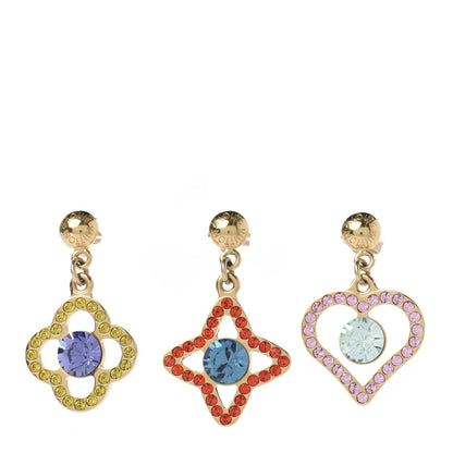 Louis Vuitton Crystal Eye Candy Fleur Heart Drop Earrings Multicolor 1 of 4