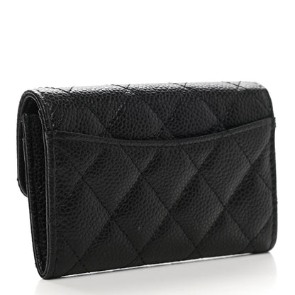 Chanel Caviar Quilted Flap Card Holder Wallet Black 3 of 9