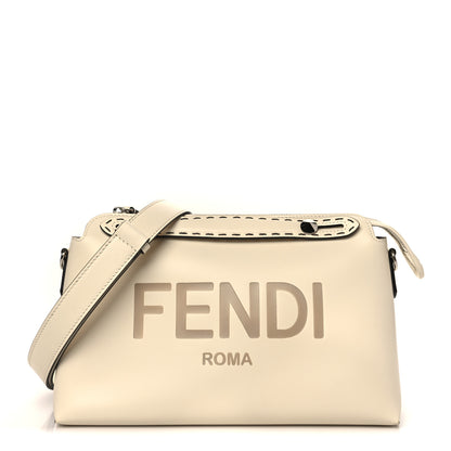 Fendi Vitello King Logo Embossed Medium By The Way Boston Bag White Ice 1 of 9