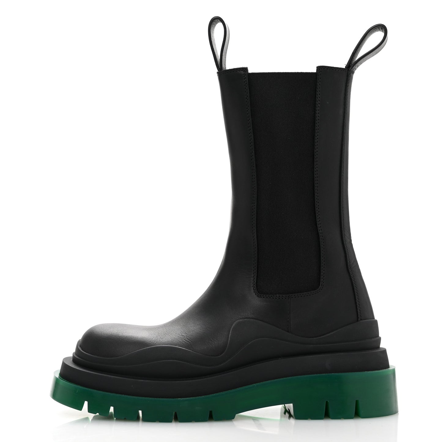 Calfskin The Tire Chelsea Boots 35 Black Green