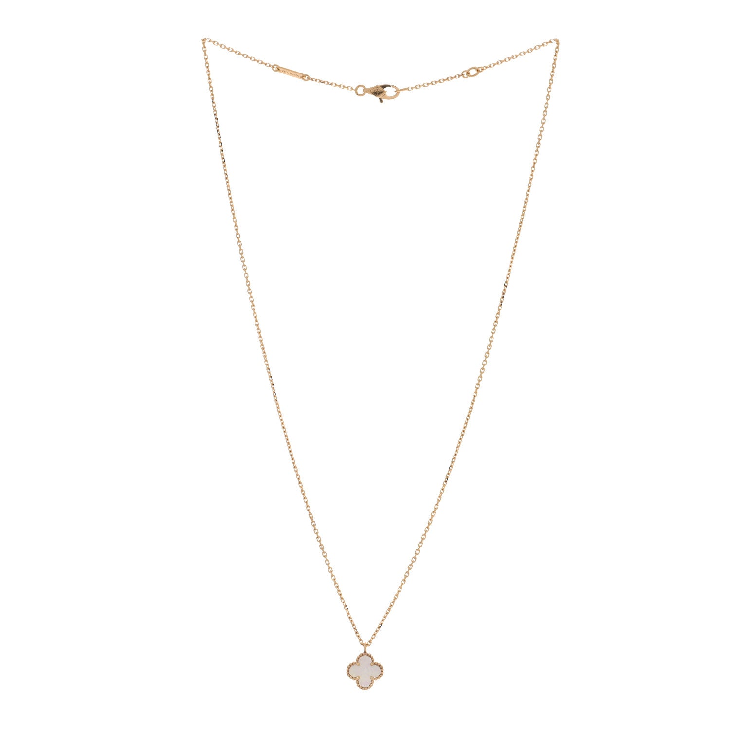 Van Cleef & Arpels 18K Yellow Gold Mother of Pearl Sweet Alhambra Pendant Necklace 3 of 5