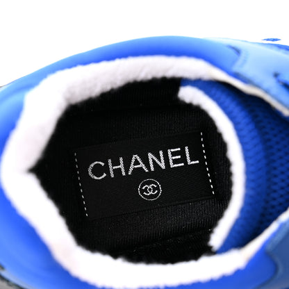 Chanel Calfskin Mesh Lycra Womens Logo Sneakers 37.5 Royal Blue 8 of 9