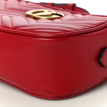 Gucci Calfskin Matelasse Small GG Marmont Chain Shoulder Bag Hibiscus Red 12 of 14