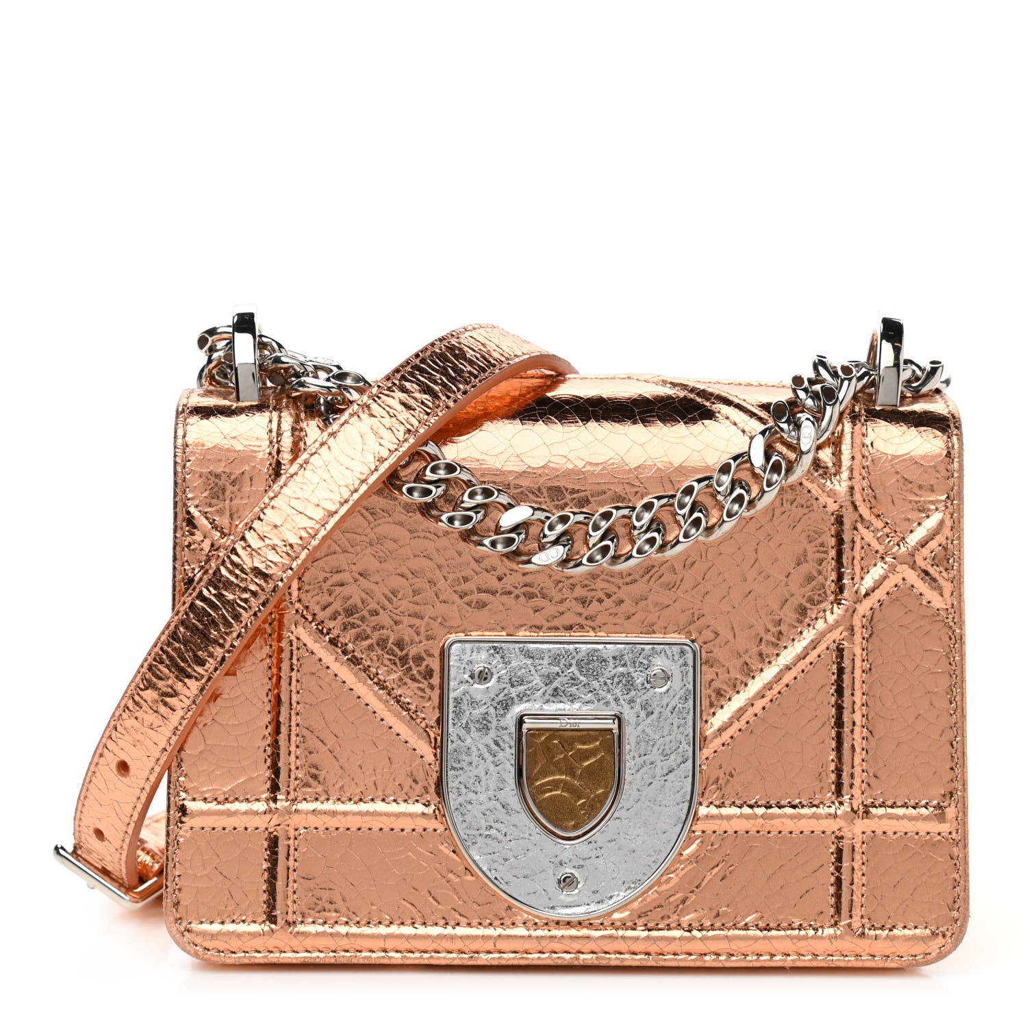 Christian Dior Ceramic Effect Deerskin Diorama Club Bag Gold 1 of 10