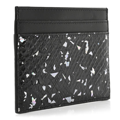 Saint Laurent Patent Snakeskin Glitter Monogram Credit Card Case Black 3 of 9