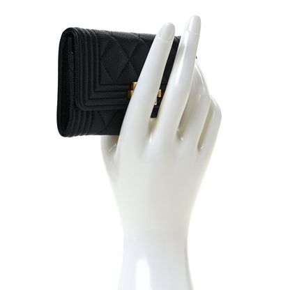 Chanel Caviar Quilted Boy Flap Card Holder Black 2 of 8