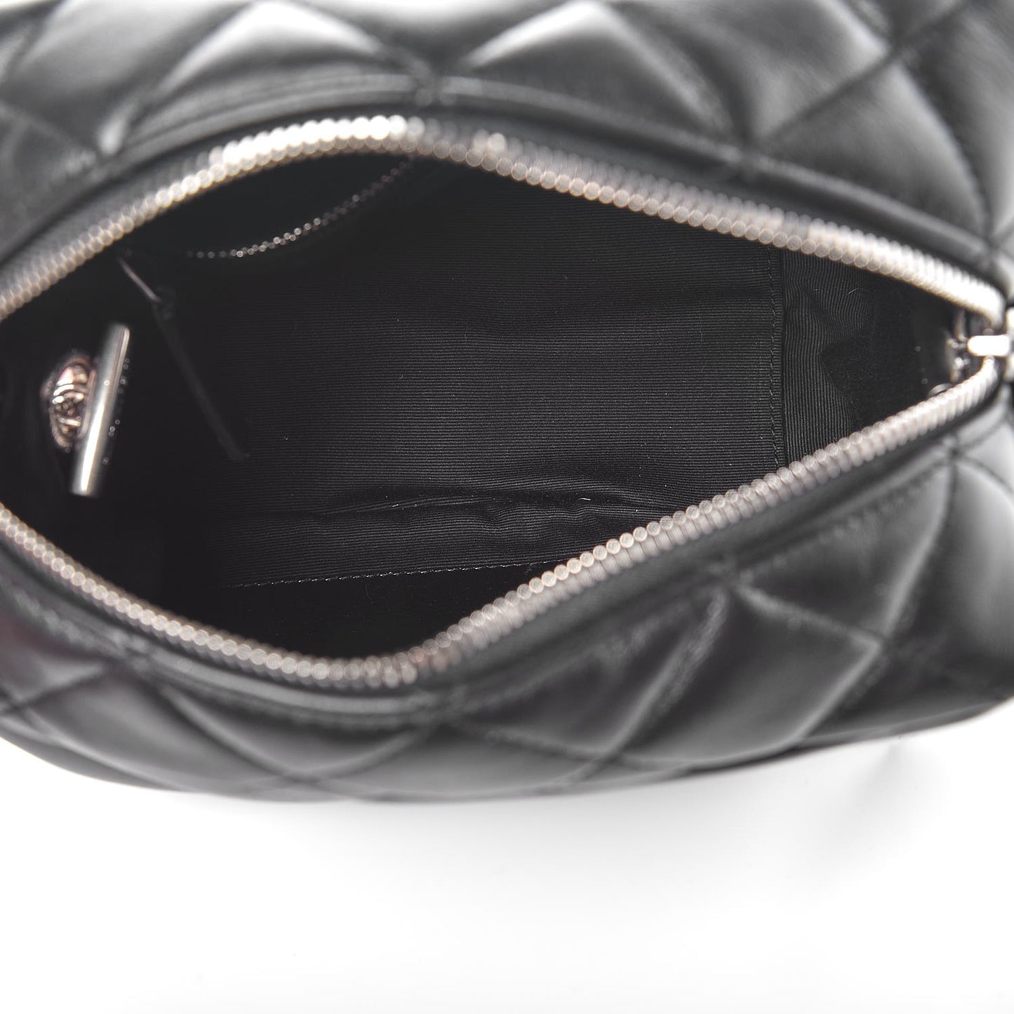 Calfskin Y Quilted Monogram Small Loulou Bowling Bag Black
