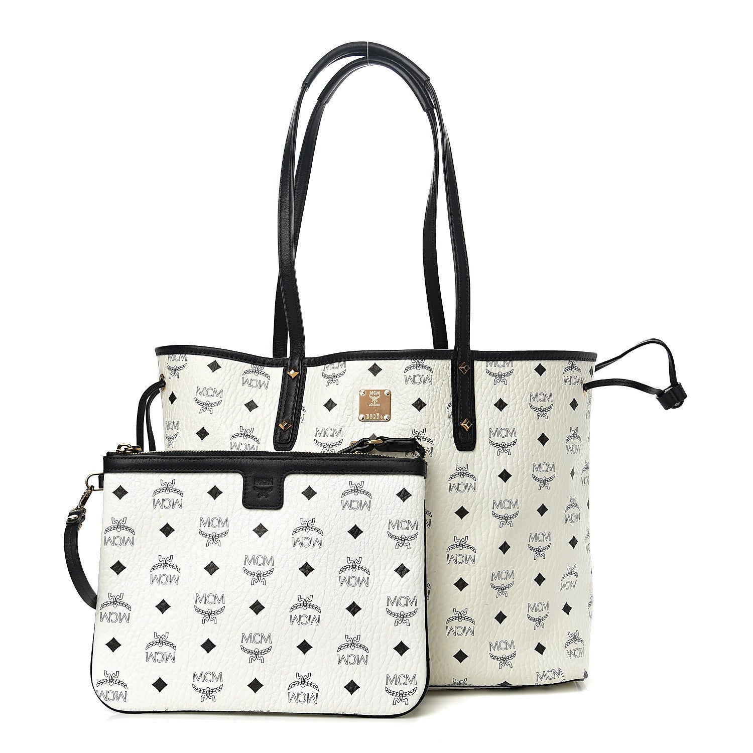 MCM Visetos Medium Project Reversible Shopper Tote White 1 of 19