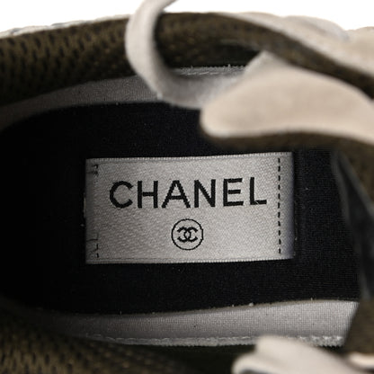 Chanel Suede Calfskin Embroidered CC Sneakers 39 Beige Black 8 of 9