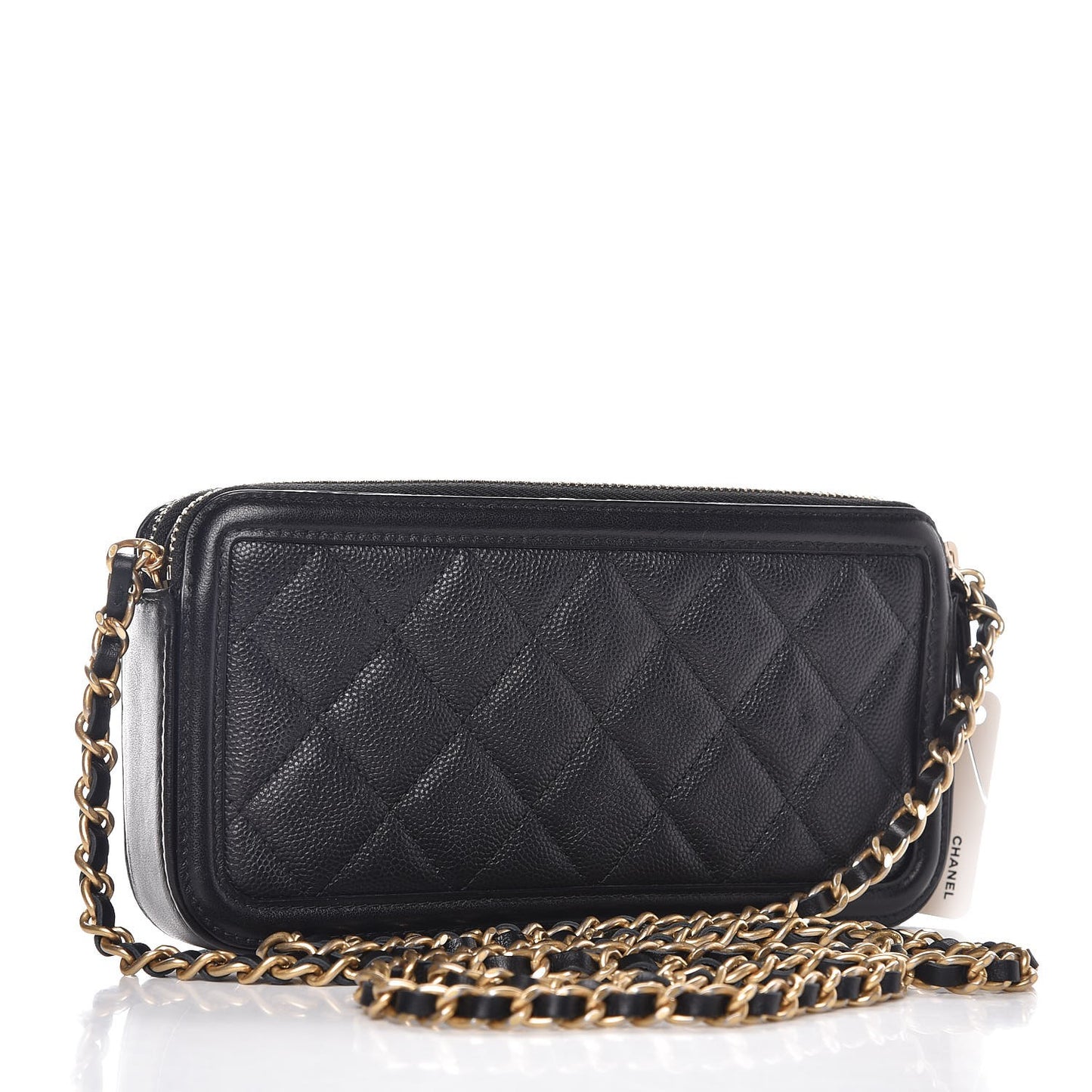 Caviar Quilted CC Filigree Clutch With Chain Black