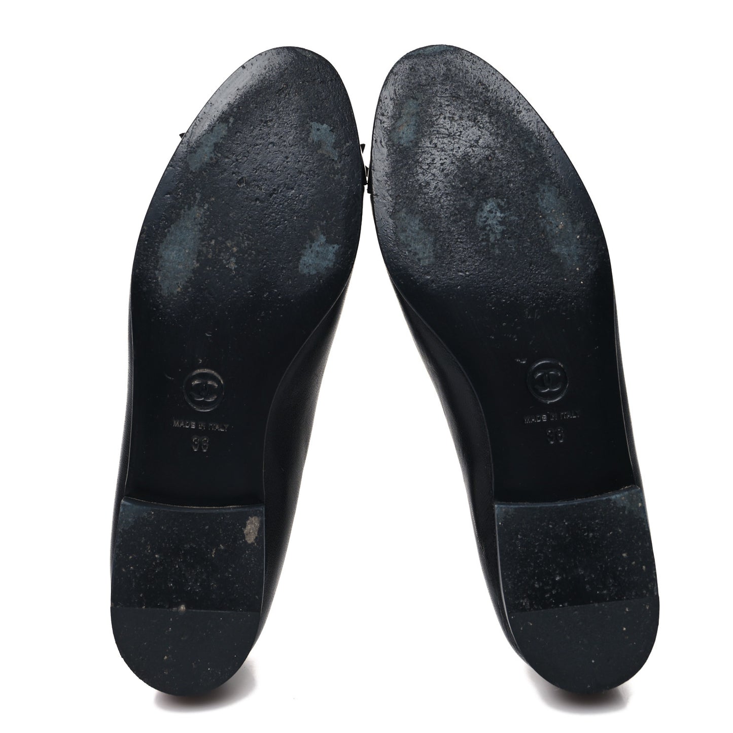 Lambskin Patent CC Cap Toe Ballerina Flats 36 Black