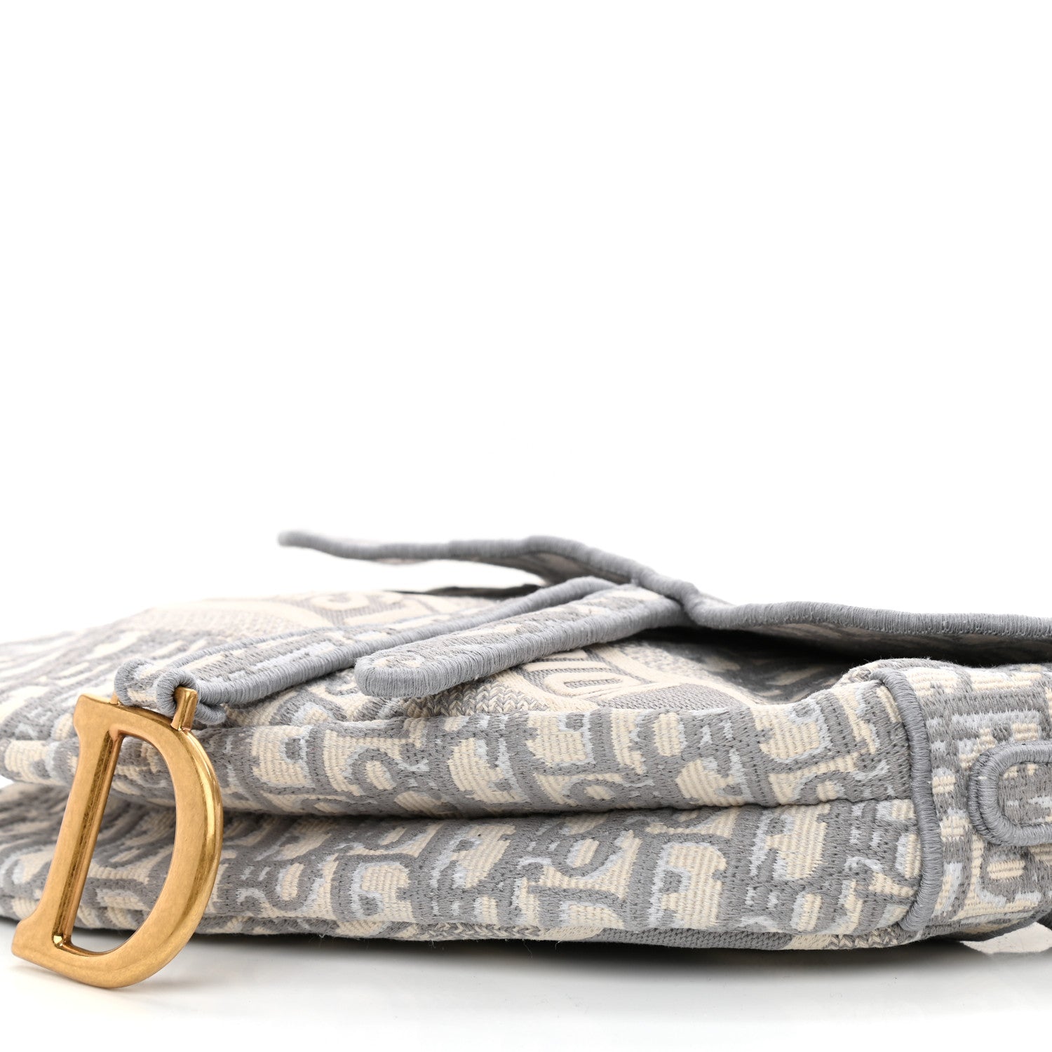 Christian Dior Oblique Embroidered Saddle Bag Gray 1166506