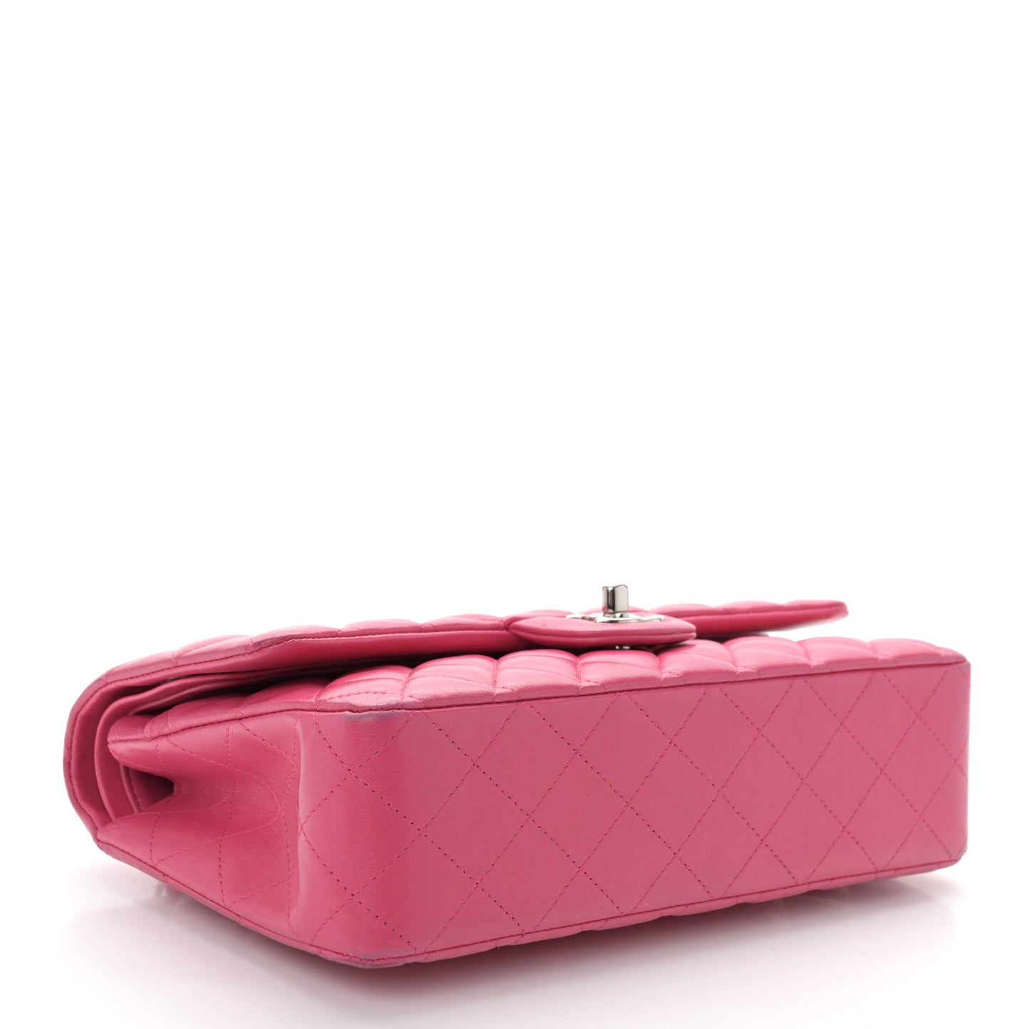 Lambskin Quilted Medium Double Flap Dark Pink