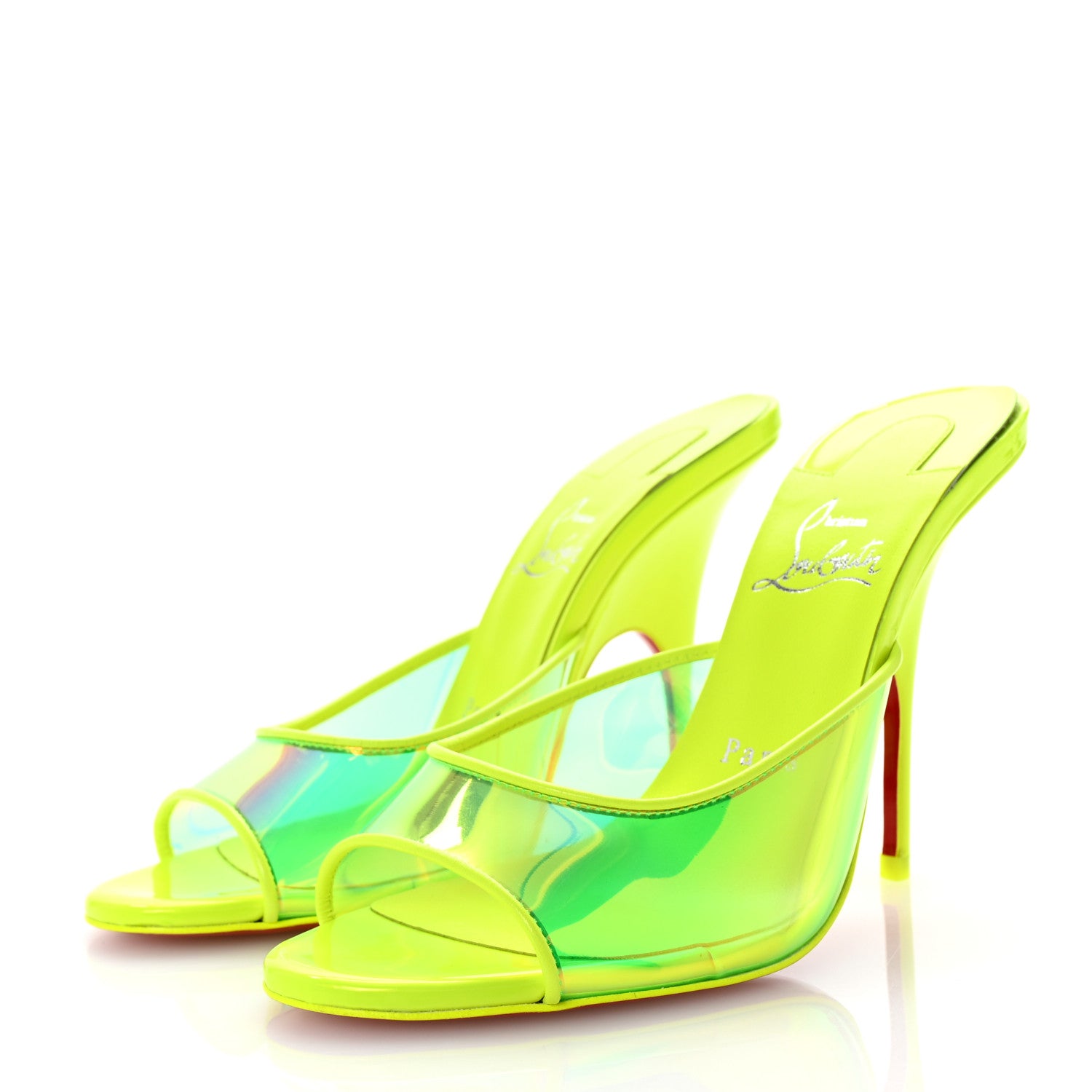 Christian Louboutin PVC Just Arch 100 Slide Sandals 37 Neon Yellow 4 of 9